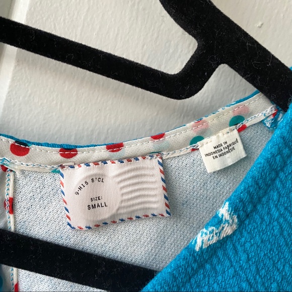 Anthropologie Postage Stamp Blue Peplum - Picture 4 of 7